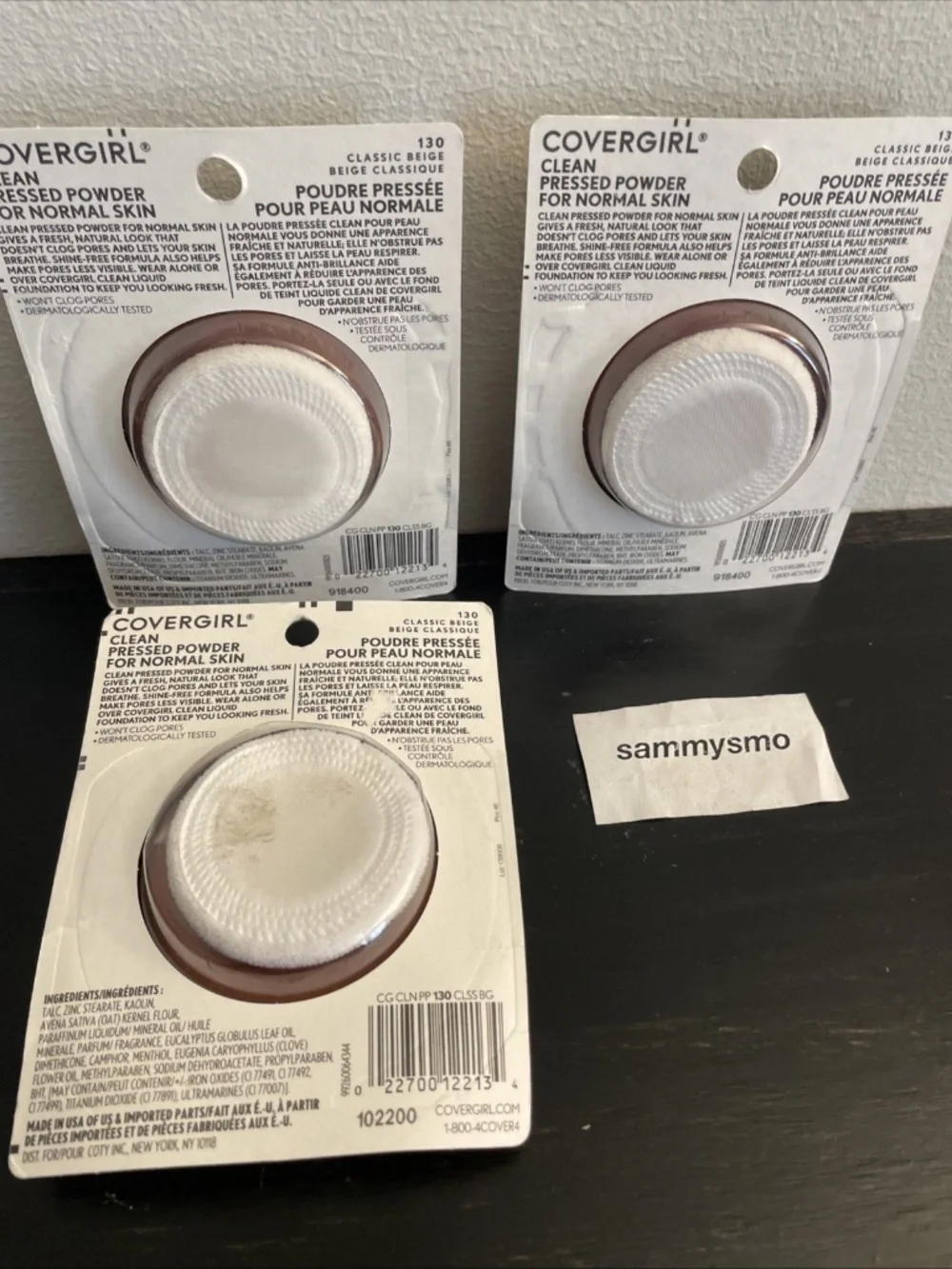 Covergirl Clean Pressed Powder 130 Classic Beige, Original Talc x3